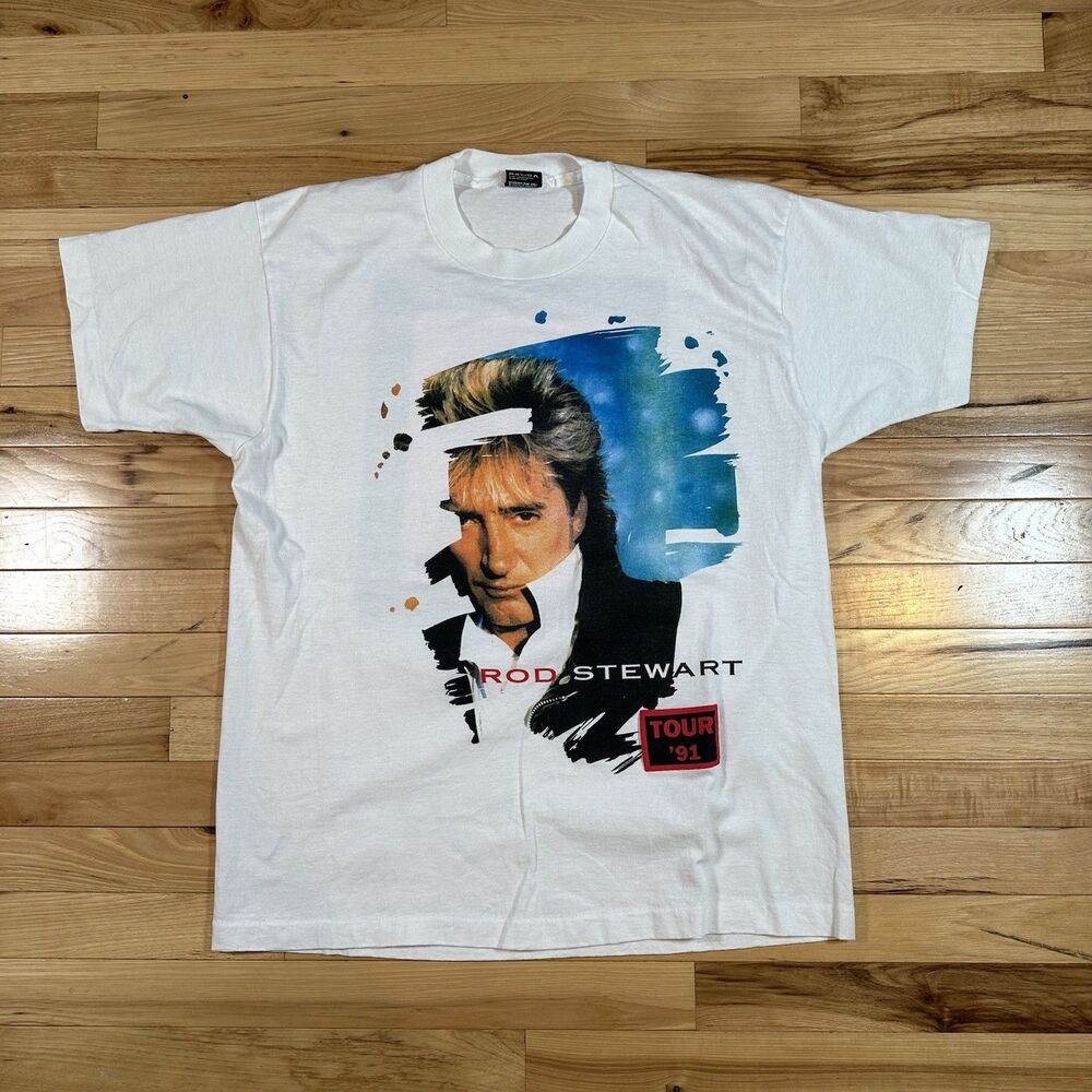 Vintage 1991 Rod Stewart Vagabond Music Tour Band TShirt XL RARE Single Stitch